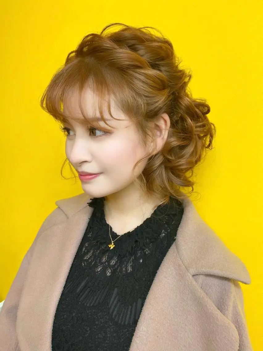ミディアム ヘアアレンジ ボブ ヘアセット 新宿｜ヘアセット専門 ｜aira*｡ﾟのヘアスタイル
