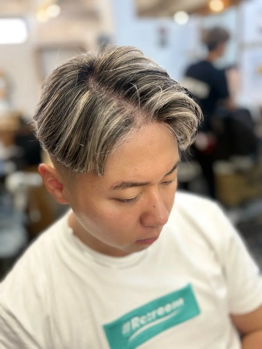 メンズ メンズハイライト メンズメッシュ メンズパーマ BRAS ナカガワのヘアスタイル