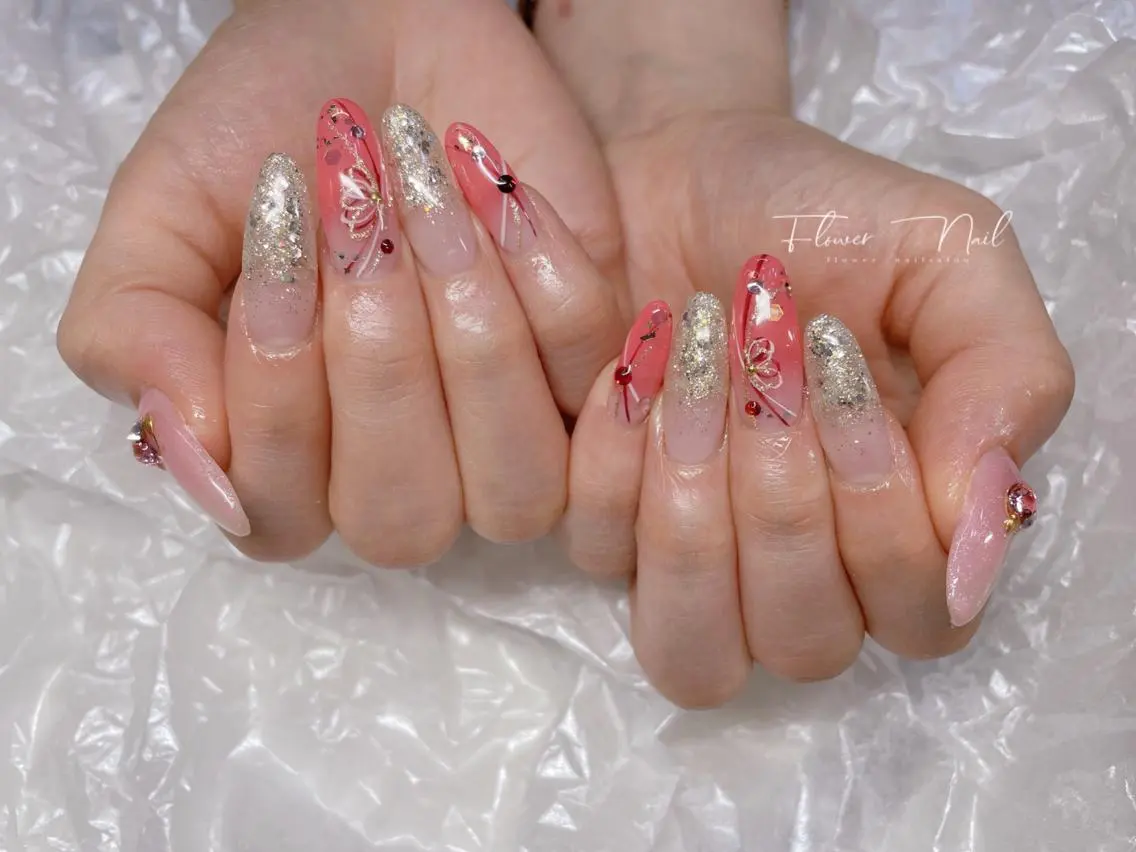 ネイル 成人式 Flower nailのネイルデザイン