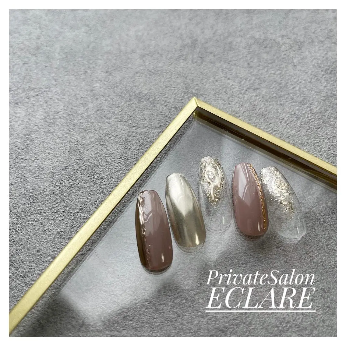 ネイル アートネイル ブラウン フットネイル フレンチネイル ジェルネイル Nail Salon ECLAREのネイルデザイン