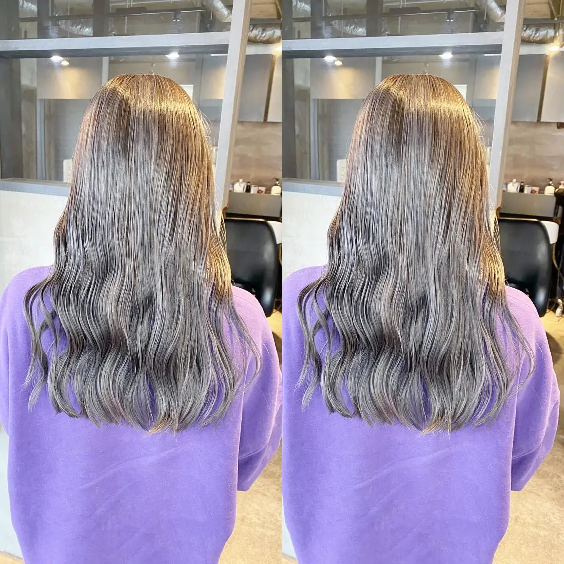 セミロング カラー ヘアカラー yoriダブルカラー 代表すがわらのヘアスタイル