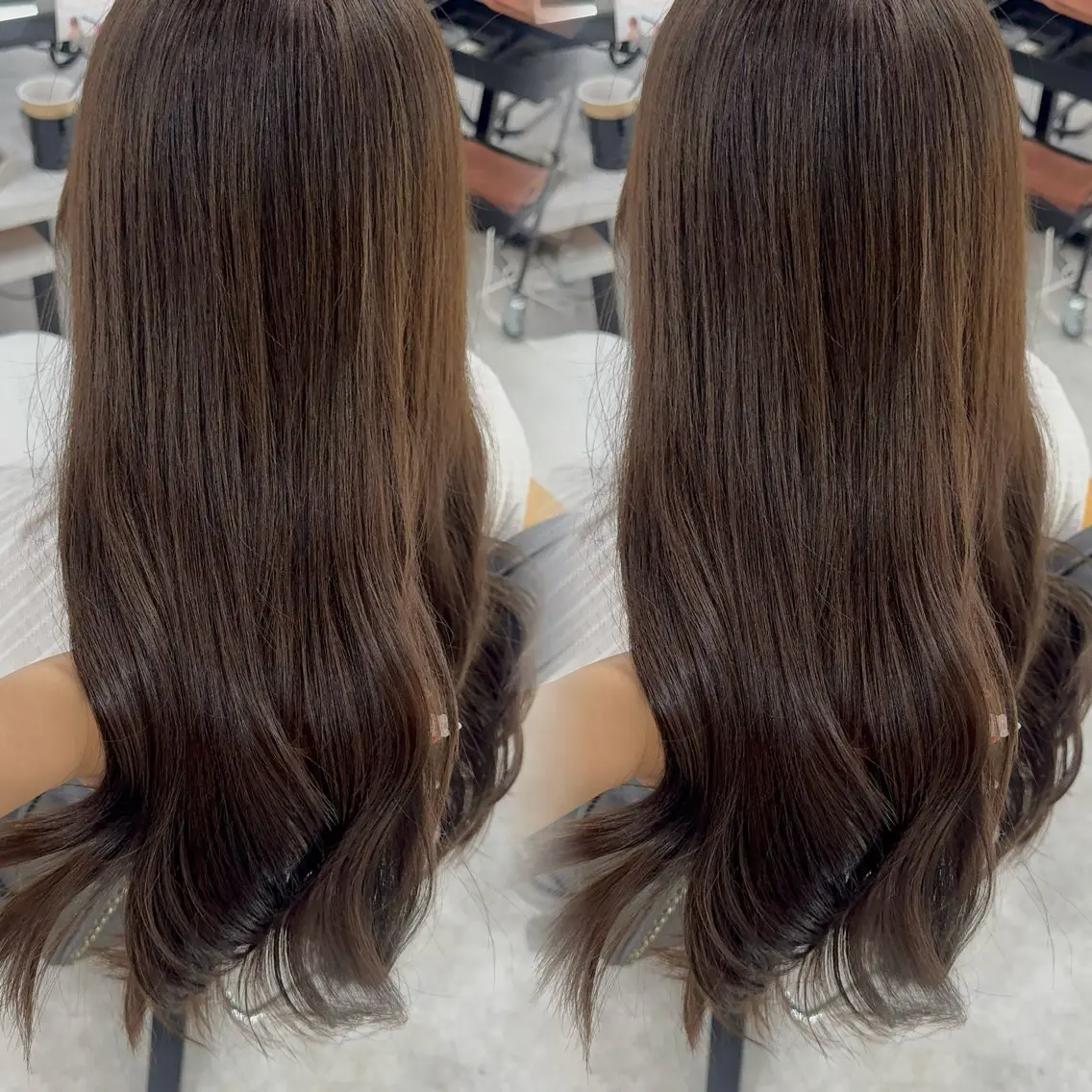 ロング カラー アッシュ アッシュブラウン ベージュカラー 黒髪 ブリーチ カット ヘアカラー トリートメント 赤み無し柔らかカラー 【梅田】madokaのヘアスタイル