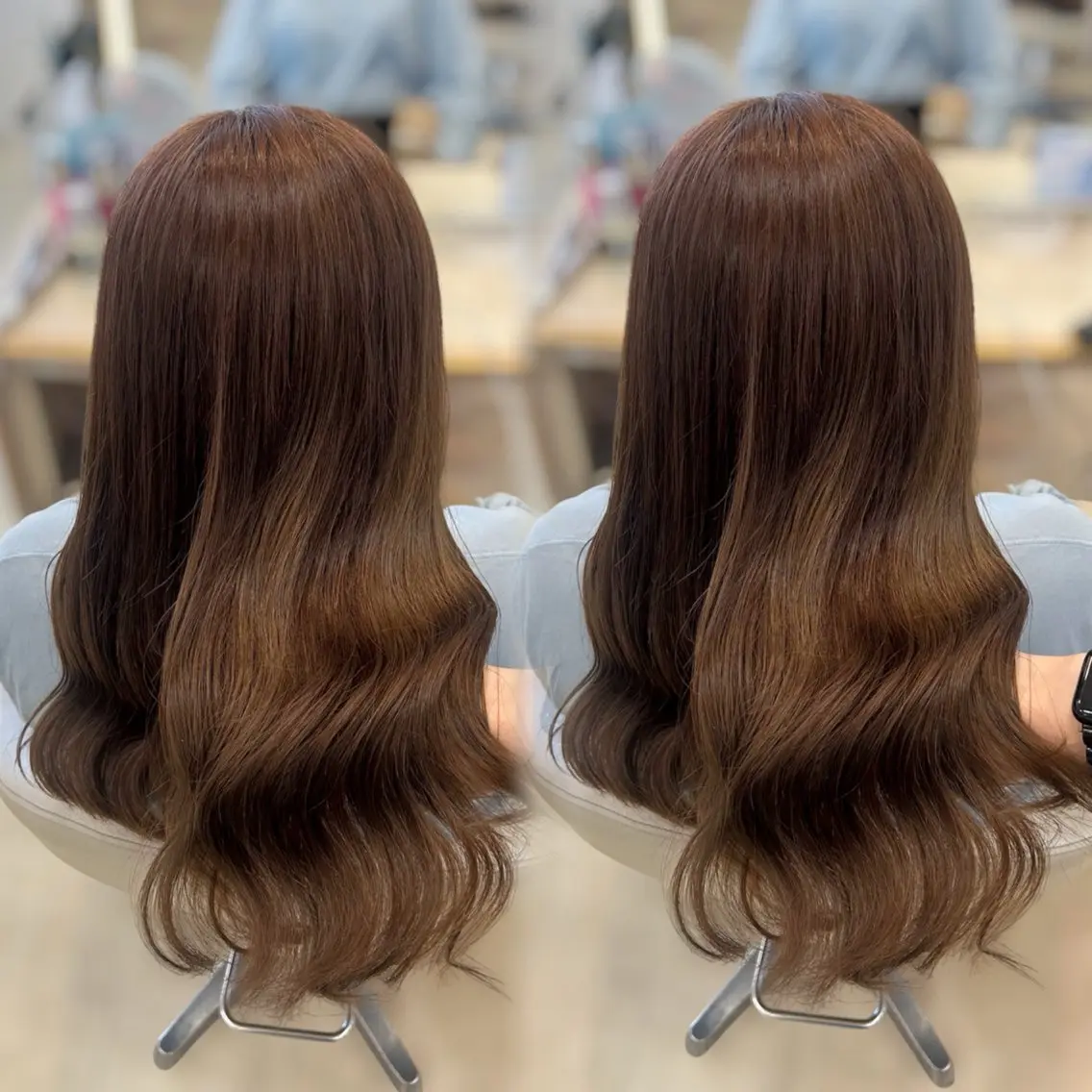ロング カラー ヘアアレンジ ヘアカラー トリートメント ヘッドスパ ヘアセット ベージュ/つや髪/ レイヤー／ゆいなのヘアスタイル