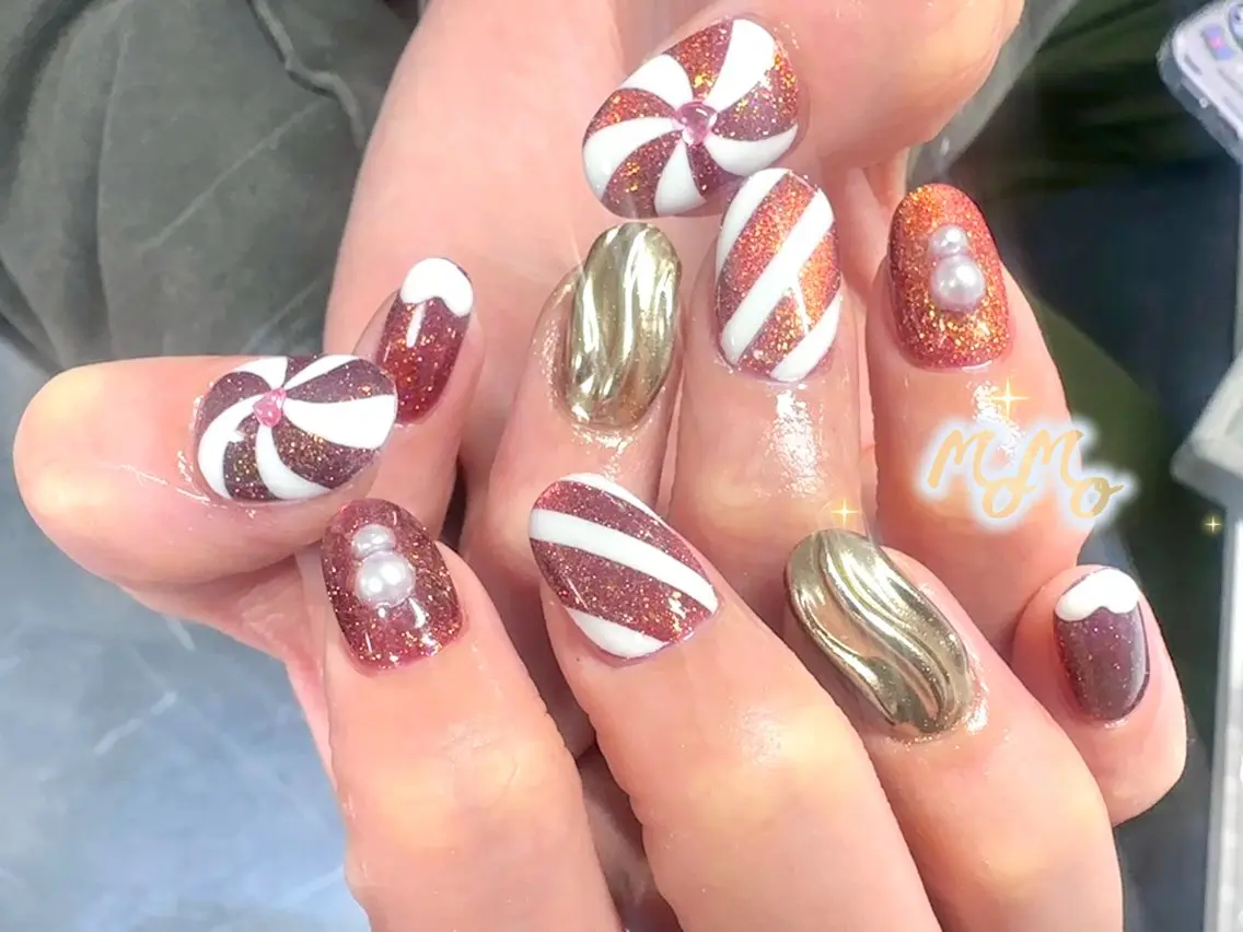 ネイル 冬ネイル クリスマス ハンドネイル MOMO nailのネイルデザイン