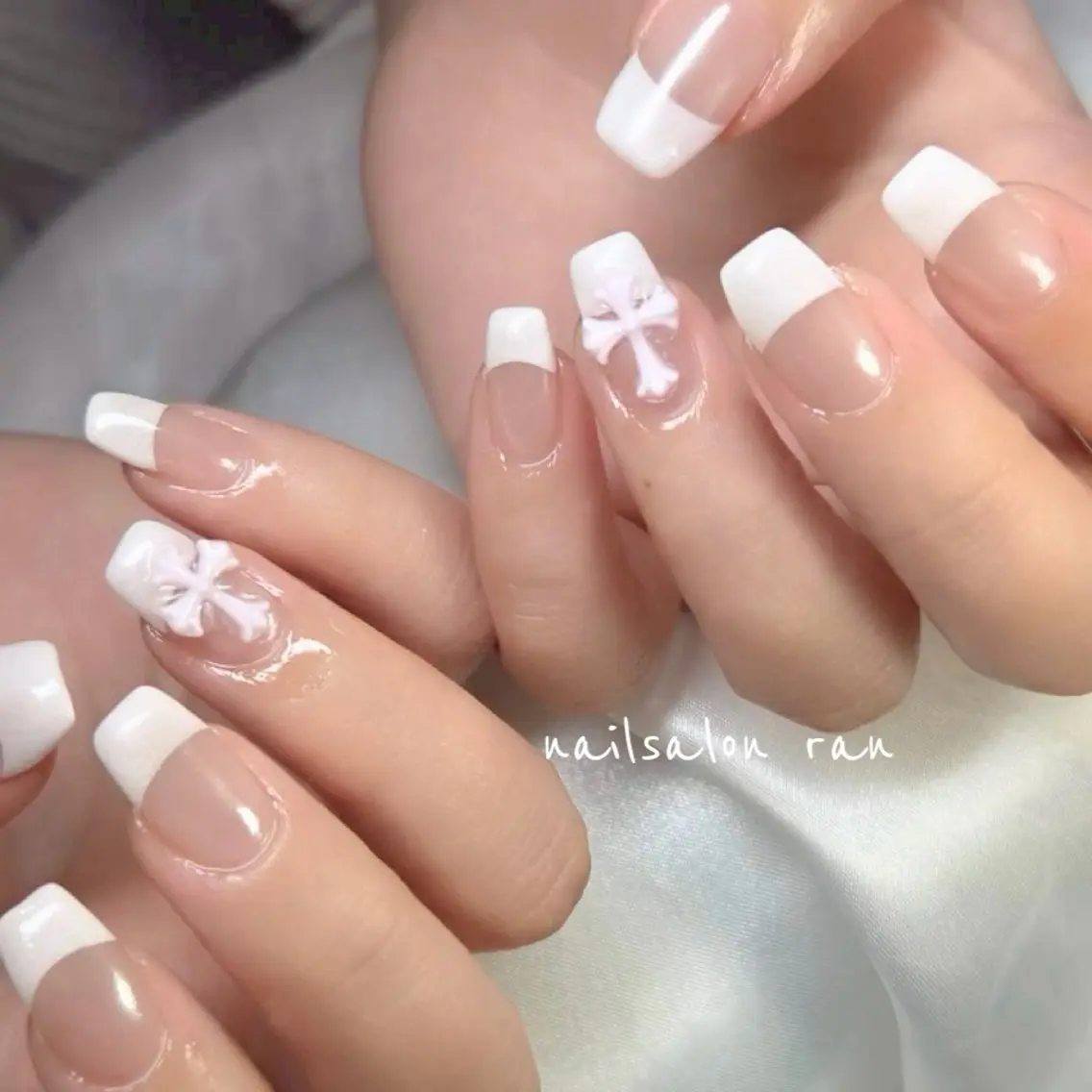 ネイル フレンチネイル ミラーネイル ハンドネイル ハンドケア nailsalon ranのネイルデザイン