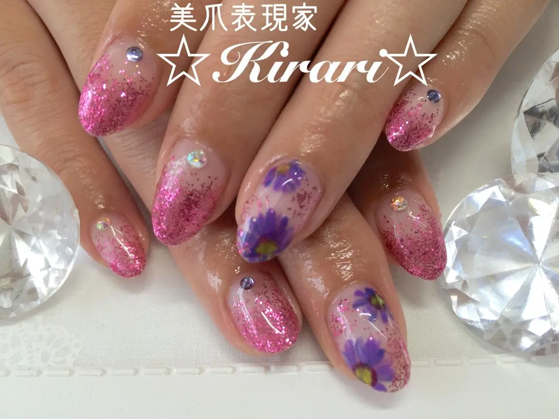 ネイル アートネイル ラメ(グリッター) ラメグラデーション ビューティサロン ☆Kirari☆のネイルデザイン