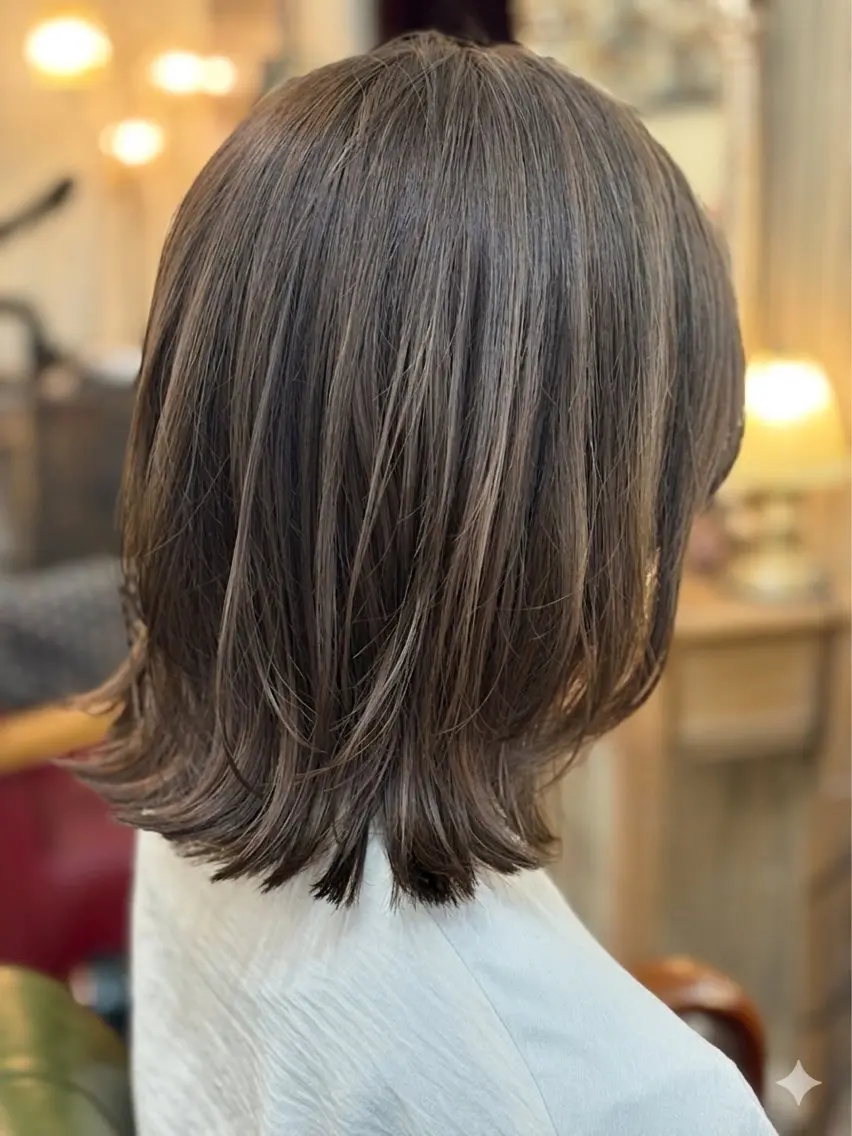 ミディアム レイヤーカット カット ヘアカラー 新宿御苑/艶髪カラー 髪質改善/山口のヘアスタイル