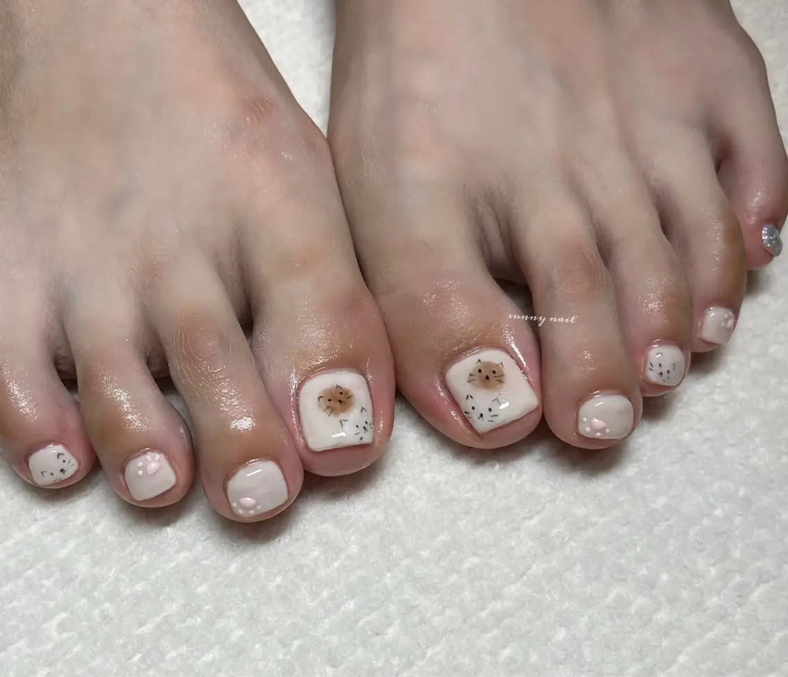 ネイル アートネイル フットネイル ジェルネイル パラジェル ピンク sunny nailのネイルデザイン