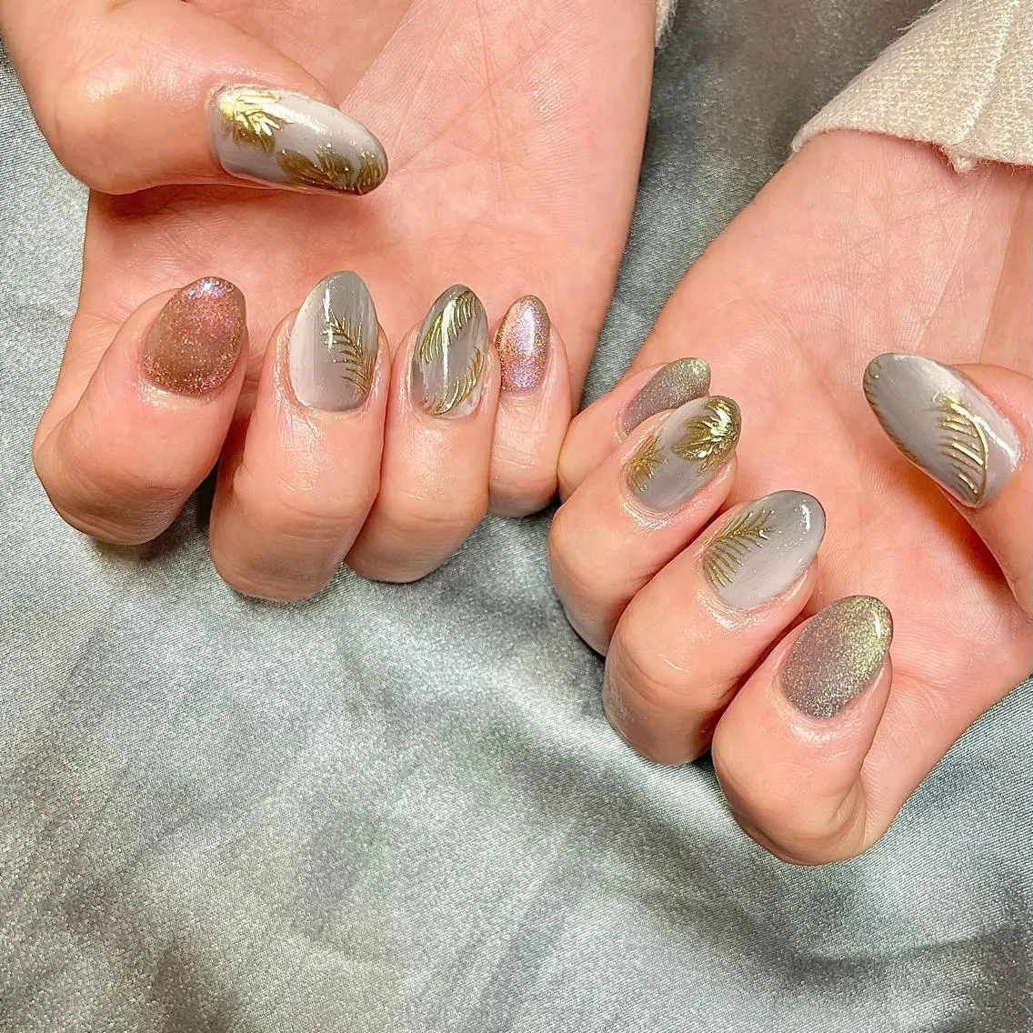 ミディアム カラー パーマ ヘアアレンジ メンズ キッズ ネイル マツエク・マツパ アイブロウ ミラーネイル el. by Aoのネイルデザイン