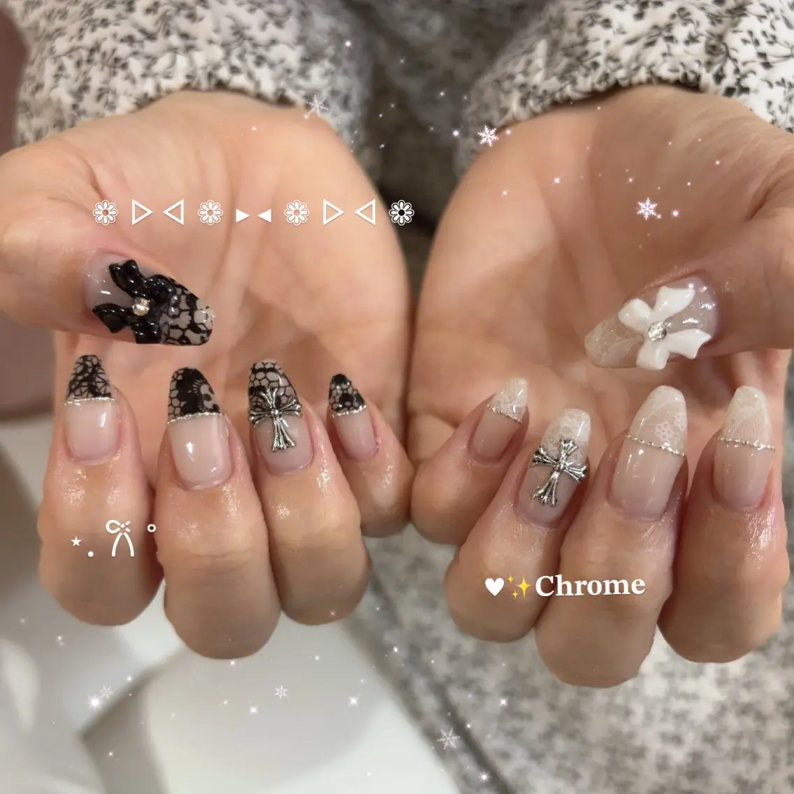 ネイル レース ホワイト ハンドネイル beautiful meみくのネイルデザイン