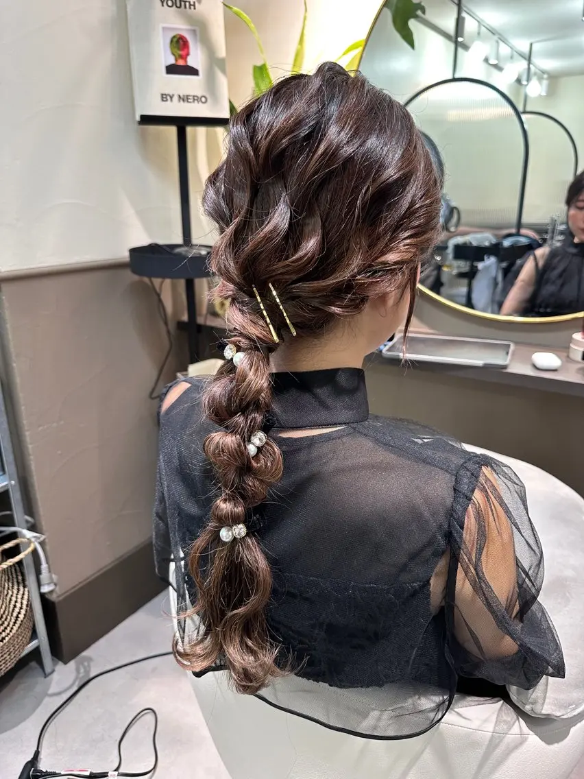 【7月11日限定2名】お呼ばれヘアセット✨推し活ヘアアレンジ🩵の写真