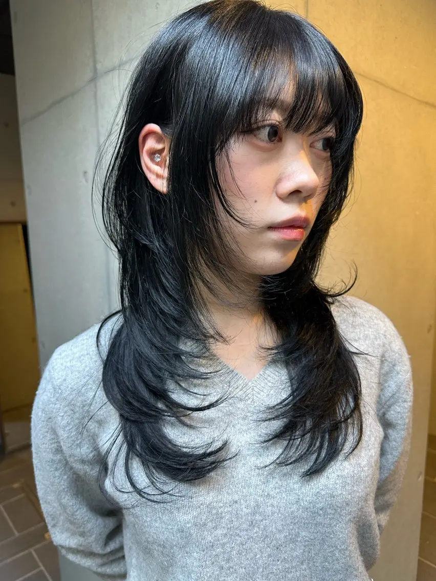 セミロング カラー 顔まわりレイヤー 韓国風ヘア レイヤーカット カット ヘアカラー 似合わせウルフ/ レイヤー/山本祐輔のヘアスタイル