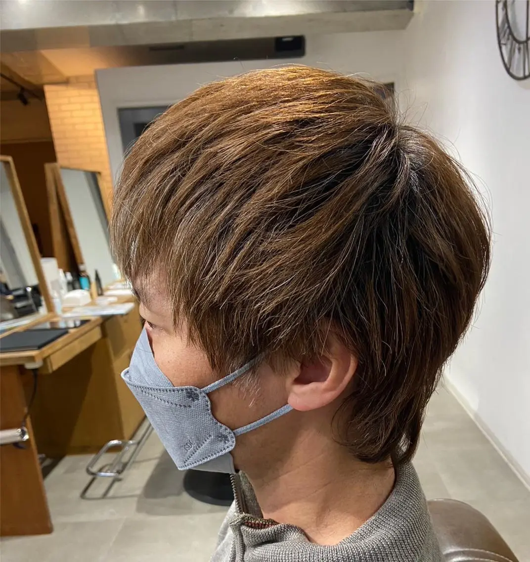 カラー メンズ メンズウルフカット ウルフカット 安岡美咲✂︎ 艶カラー/髪質改善のヘアスタイル