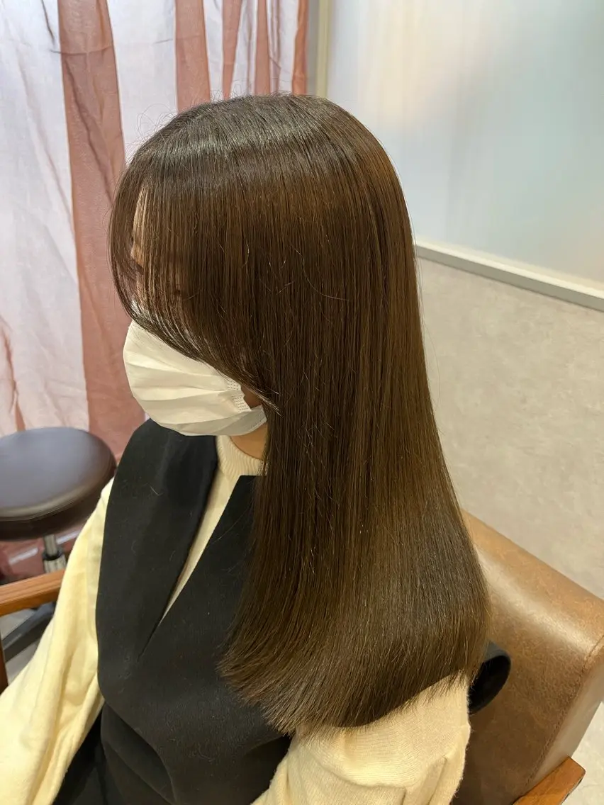 ロング カラー ベージュカラー オリーブベージュ 暖色*ベージュ *くらたあやかのヘアスタイル