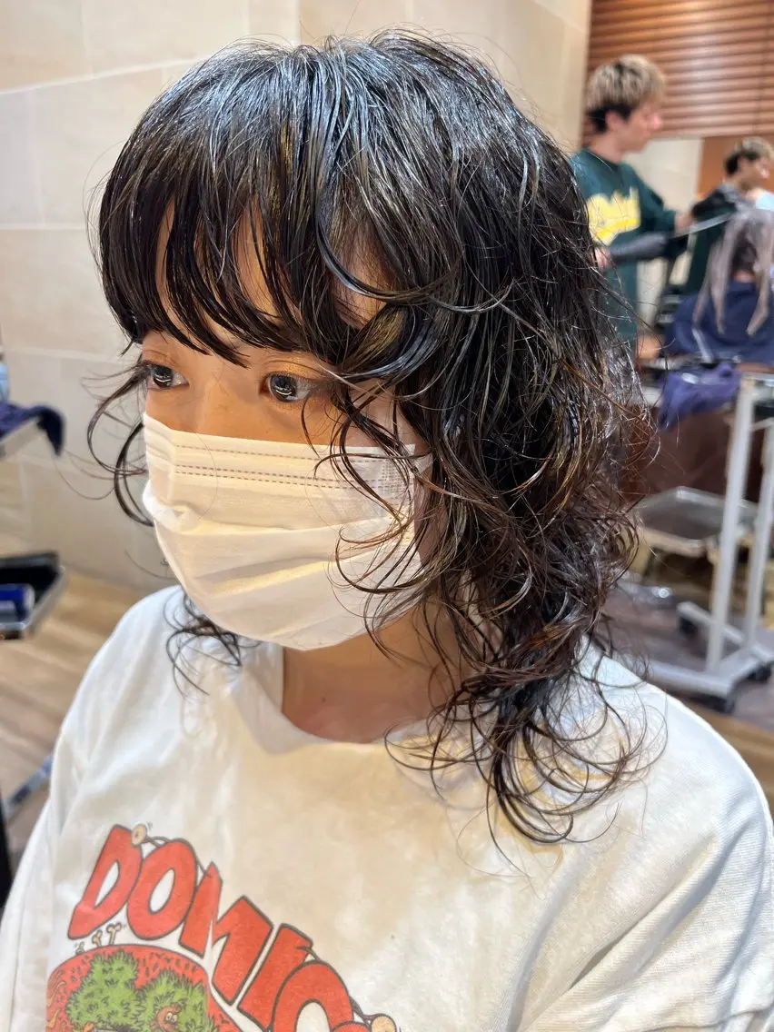 ミディアム パーマ カット パーマ しみず さくら🌸のヘアスタイル