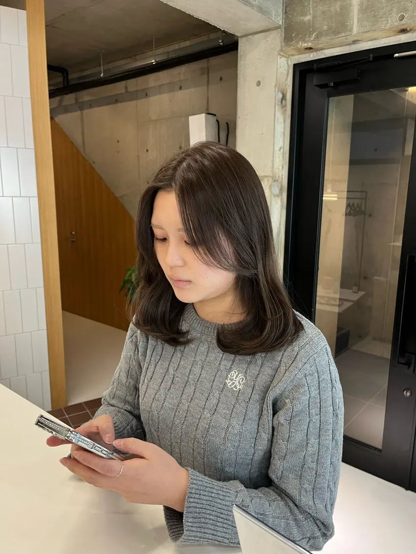 【カウンセリング動画撮影特典✨】似合わせカット+透明感カラー+トリートメント 千種/今池/車道 韓国ヘア 赤み消しの写真