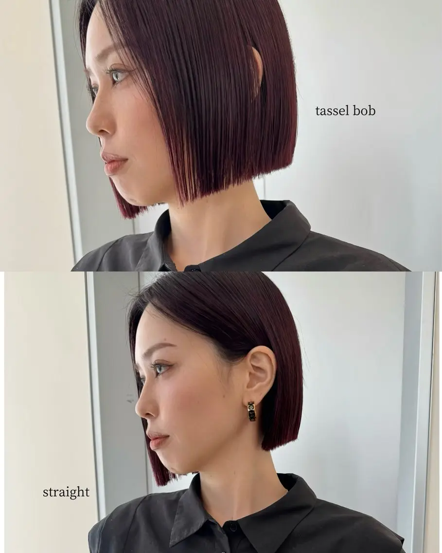 ショート 切りっぱなしボブ ボブ 縮毛矯正 カット ヘアカラー タッセルボブ🇰🇷 🇯🇵DAIKIのヘアスタイル