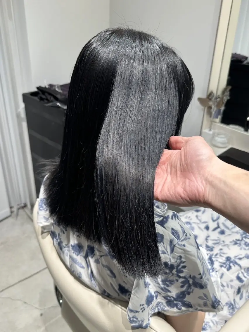 カラー 黒髪 ブルーカラー ブルーブラック ヘアカラー トリートメント 柳(ユウ)/表参道 ✨️モデル募集中✨️のヘアスタイル