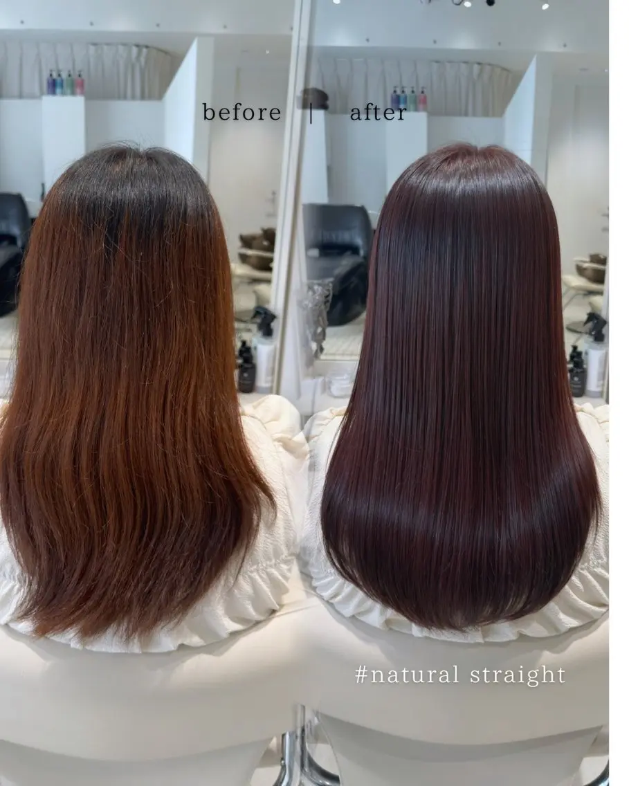 ロング カラー パーマ ブラウンカラー レッドカラー レッドブラウン ロング 縮毛矯正 カット ヘアカラー 縮毛矯正 トリートメント ヘッドスパ ヘアセット レイヤーカット/縮毛 矯正/川添桃花のヘアスタイル