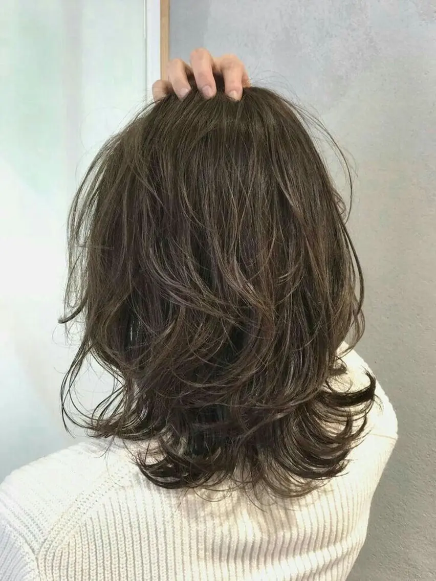 ミディアム パーマ 💜髪質改善/ 艶カラー/ミナ🩷のヘアスタイル
