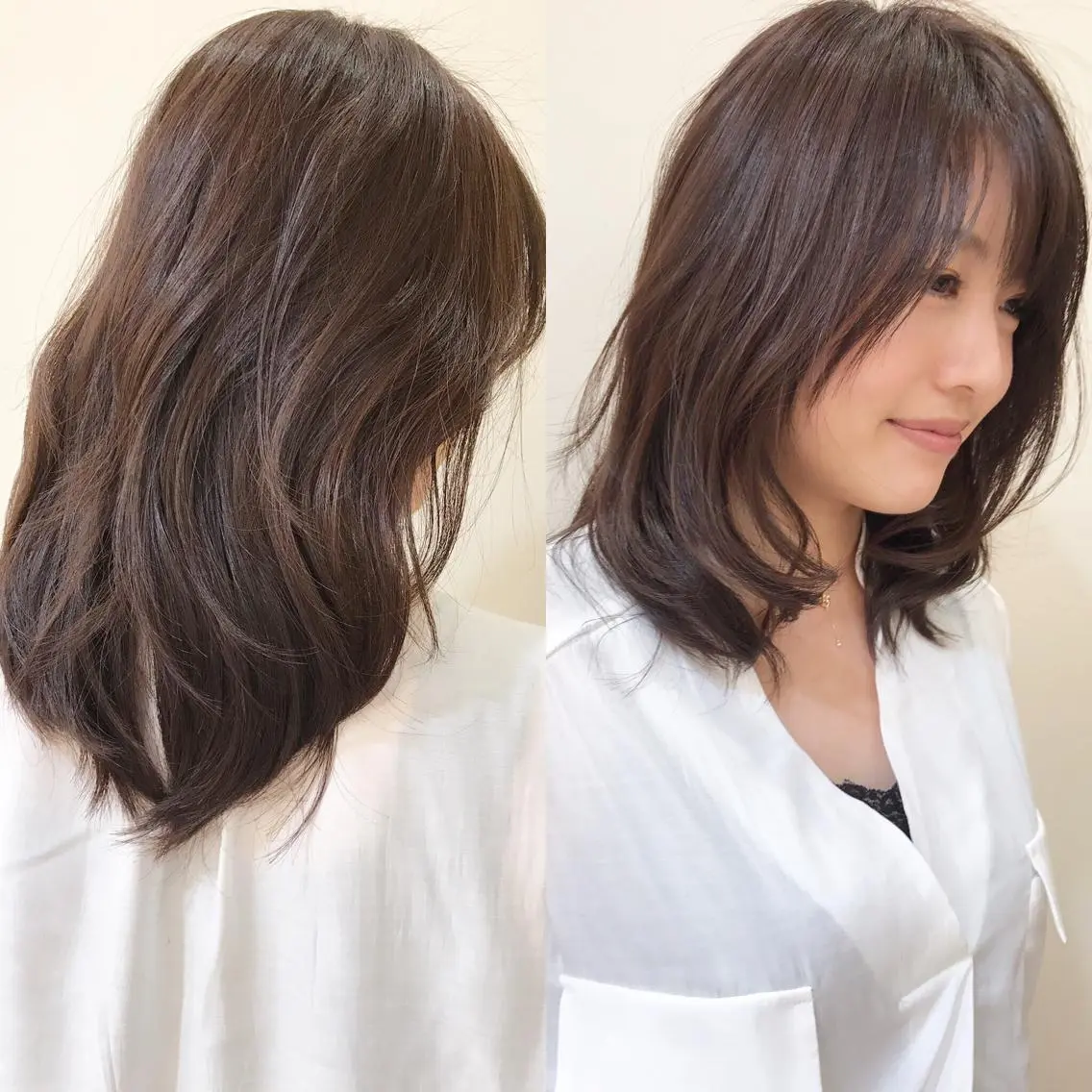 ミディアム カラー アッシュ ベージュカラー タジマ ヤスヒサのヘアスタイル