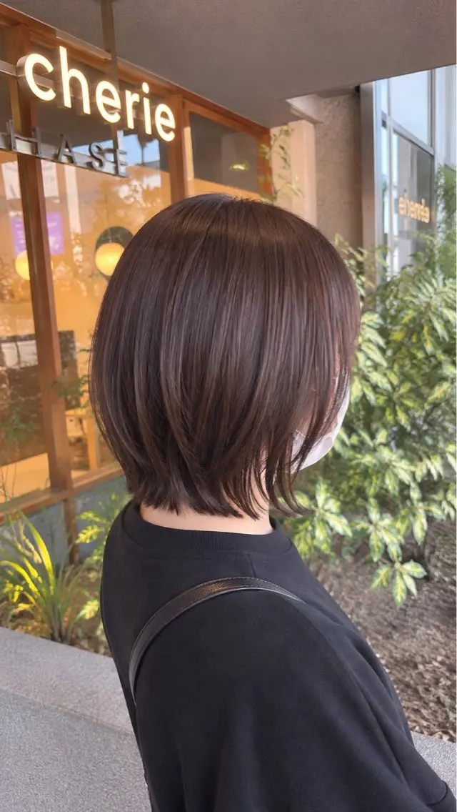 ミディアム カラー ボブ レイヤーカット カット ヘアカラー トリートメント ヘッドスパ 草津駅前/本日空き 有り/岩本遥加のヘアスタイル