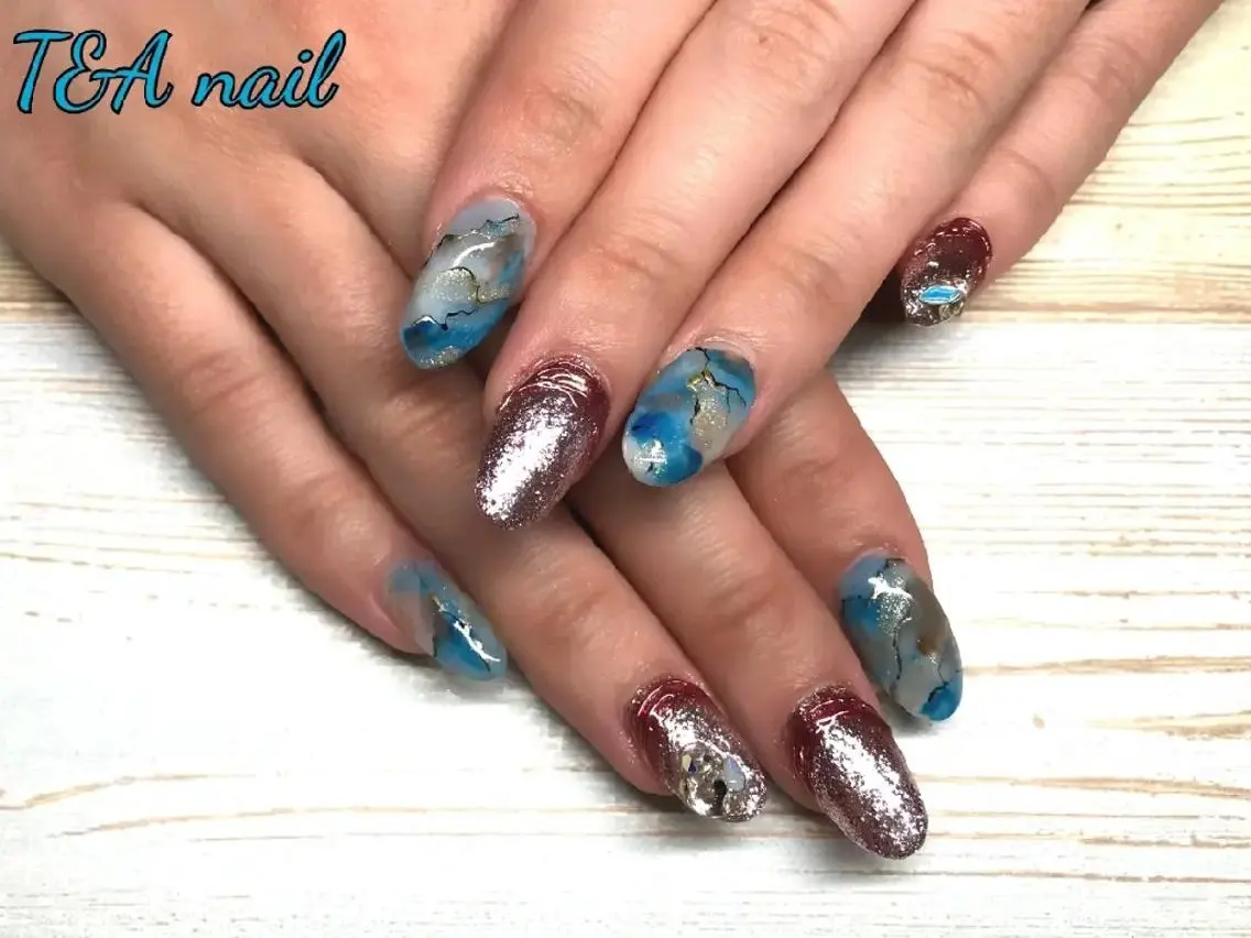 セミロング ネイル 長さ出し ジェルネイル ニュアンスネイル スカルプネイル T&A nailのネイルデザイン