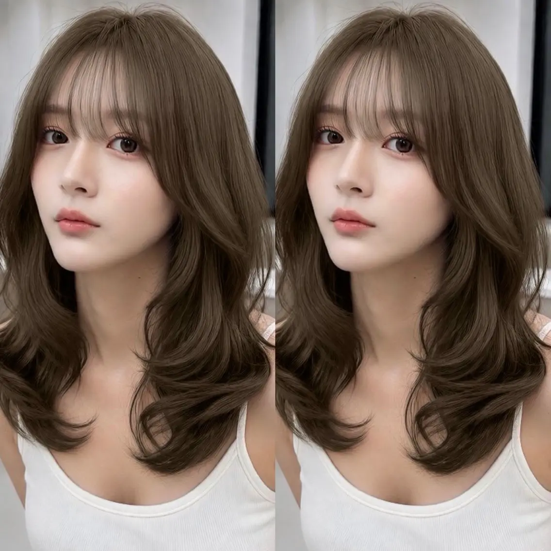 セミロング ヘアカラー トリートメント 簡単ワンカールレイ ヤーカット清水隆央のヘアスタイル