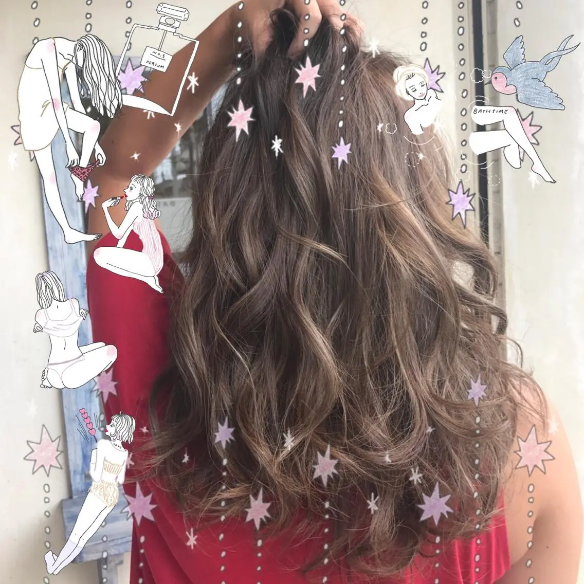 ロング アッシュ ハイライト a r i s aのヘアスタイル