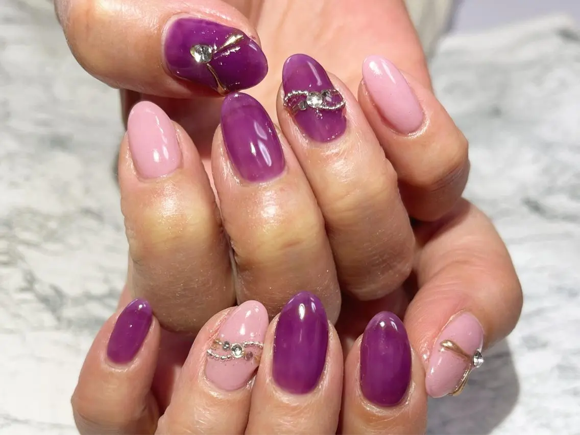 ネイル フットネイル ニュアンスネイル パープル シンプルネイル 春ネイル nail fufla ♡yamane♡のネイルデザイン