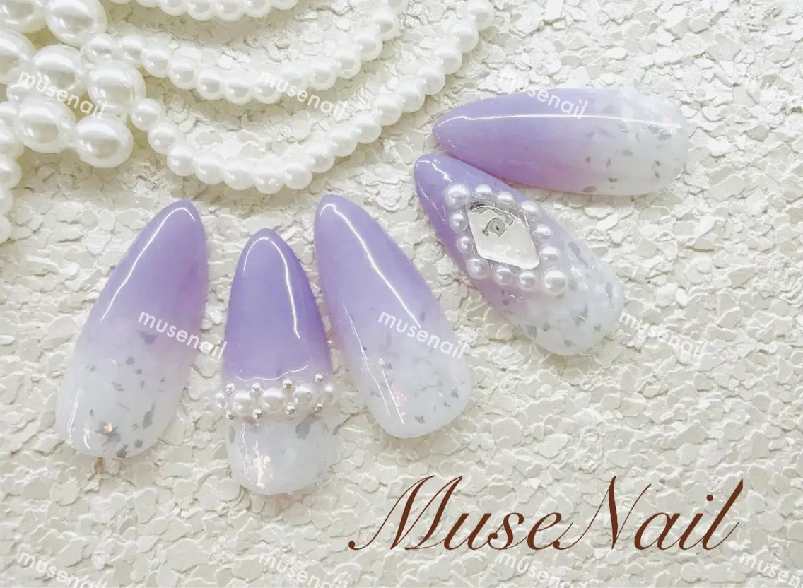ネイル オーロラネイル 長さ出し フットネイル ジェルネイル 韓国ネイル muse nailのネイルデザイン