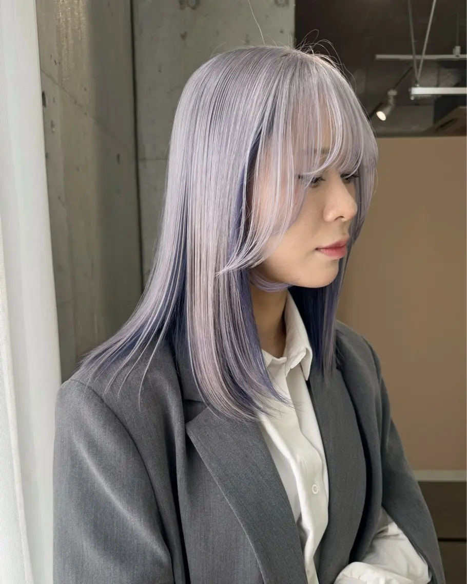ミディアム カラー ヘアアレンジ ミディアムパーマ ブリーチ ブルーカラー ケアブリーチ ダブルカラー ヘアカラー トリートメント lani ブリーチ /ダブルカラーのヘアスタイル