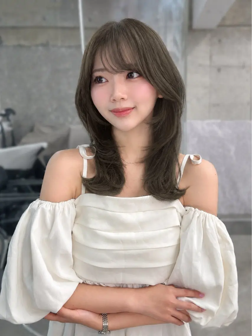 セミロング カット 【顔まわりレイヤー/ 髪質改善/今崎太河】のヘアスタイル