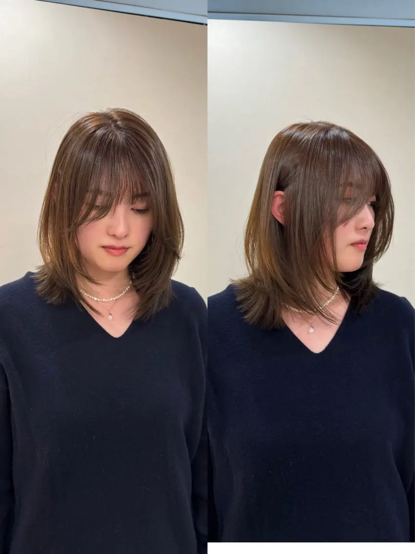 ミディアム カラー カット ヘアカラー トリートメント 小野寺瑞希 /最小顔カットのヘアスタイル