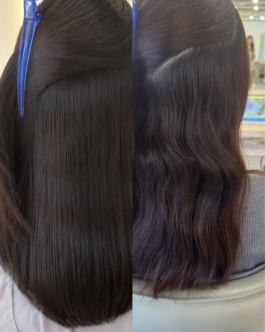 セミロング 縮毛矯正 レイヤーカット 中屋光貴のヘアスタイル