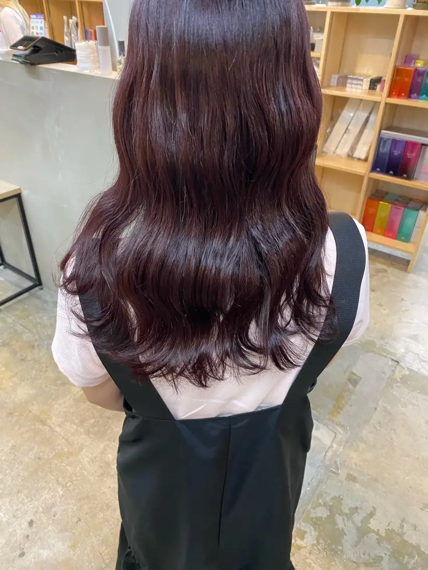 ミディアム カラー ピンクカラー シミズ アスカのヘアスタイル