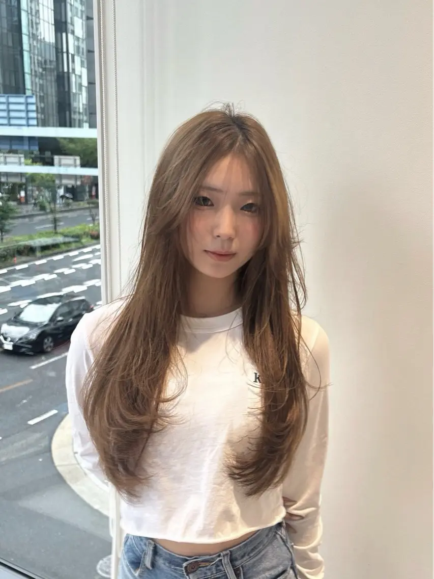 ロング カット ヘアカラー 盛れるレイヤー 🎀🇰🇷カナヤのヘアスタイル