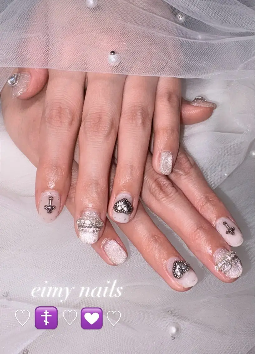 ネイル フラッシュネイル フラッシュマグ ハート 夏ネイル ハンドネイル eimy nails♡のネイルデザイン