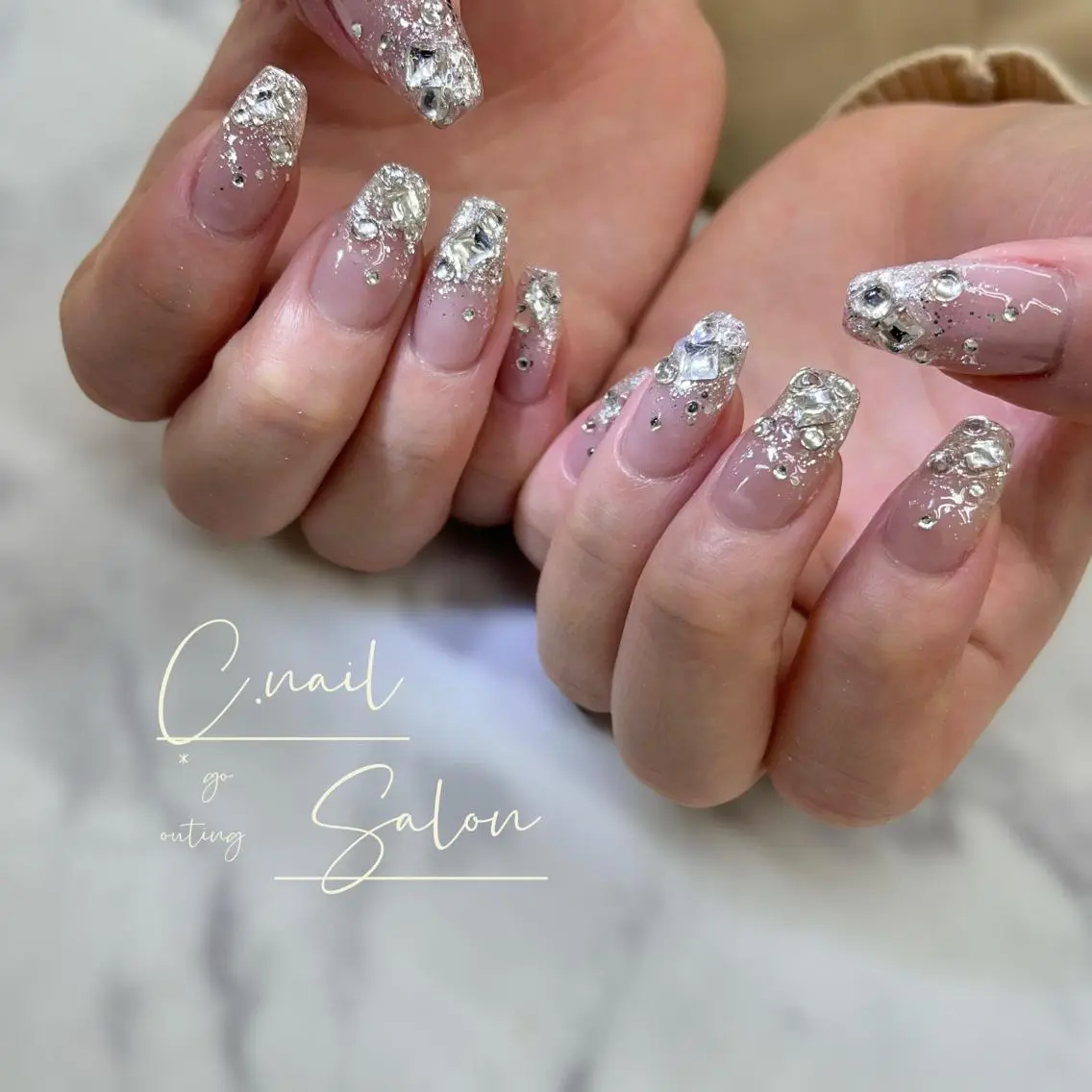 ネイル 桜ネイル フットネイル フレンチネイル ジェルネイル ガラスフレンチ C.Nail &Eyeのネイルデザイン