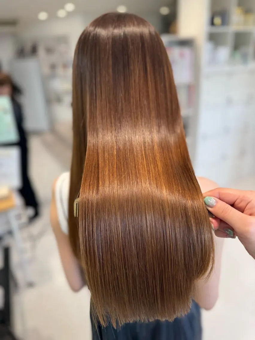 ロング カット 縮毛矯正 トリートメント 会田有紀 /切りっぱなしボブのヘアスタイル