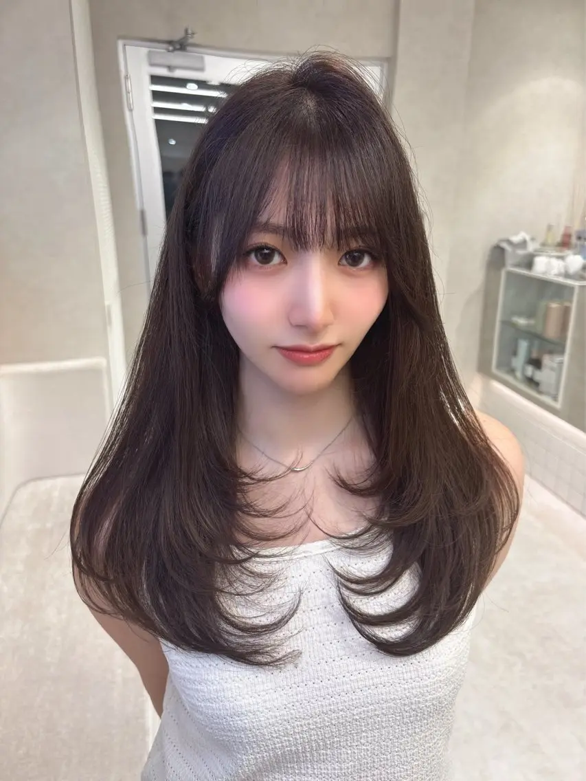 前髪カット✂️+透明感カラー🍒+クイックトリートメント🫧(ベージュ/グレージュ/トリートメント)の写真