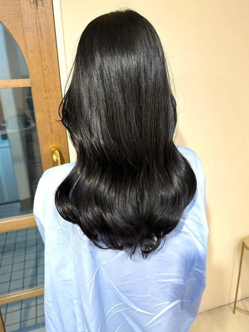 セミロング セミロングパーマ ボブ ハイライト 髪質改善 韓国風ヘア ヤマグチ リョウのヘアスタイル