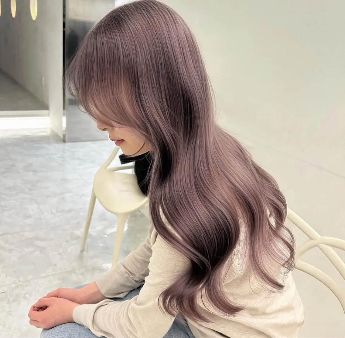 ロング ヘアカラー トリートメント 淡色ラベンダー♡ ニーナ🎀🦙のヘアスタイル