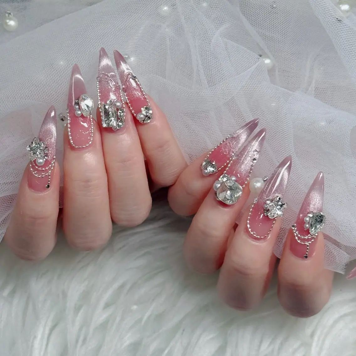 ネイル フットネイル フレンチネイル グラデーション 韓国ネイル ロングネイル ハンドネイル Hani Nail Salonのネイルデザイン