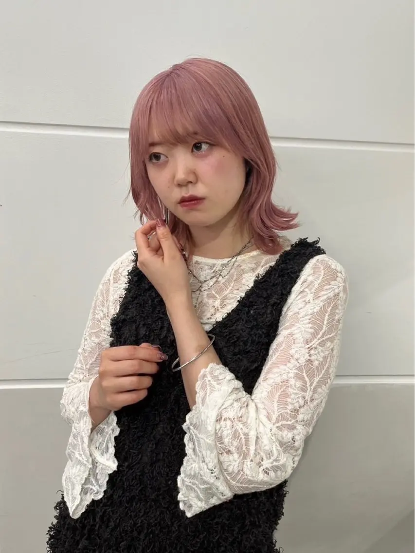 ミディアム ミディアムレイヤー レイヤーカット ボブパーマ/縮毛矯正 /かわいい/せき🫧のヘアスタイル