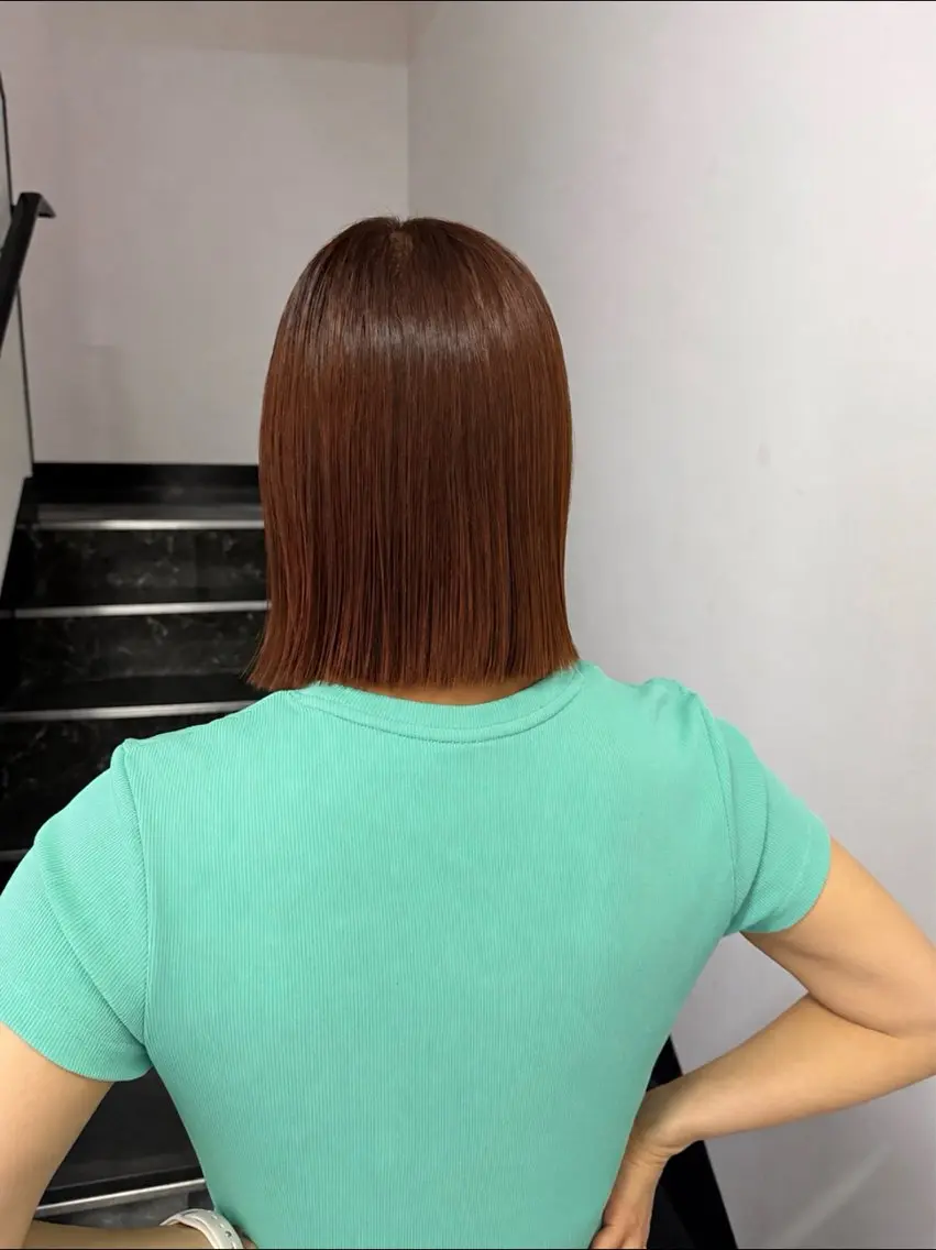 ミディアム ボブ カット ヘアカラー 縮毛矯正 トリートメント SHIORI/ ベージュカラー/ボブのヘアスタイル
