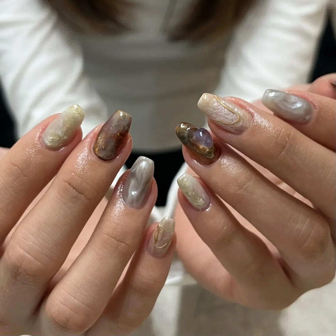 ネイル グリーン ハンドネイル vegh. nail／阿波座のネイルデザイン