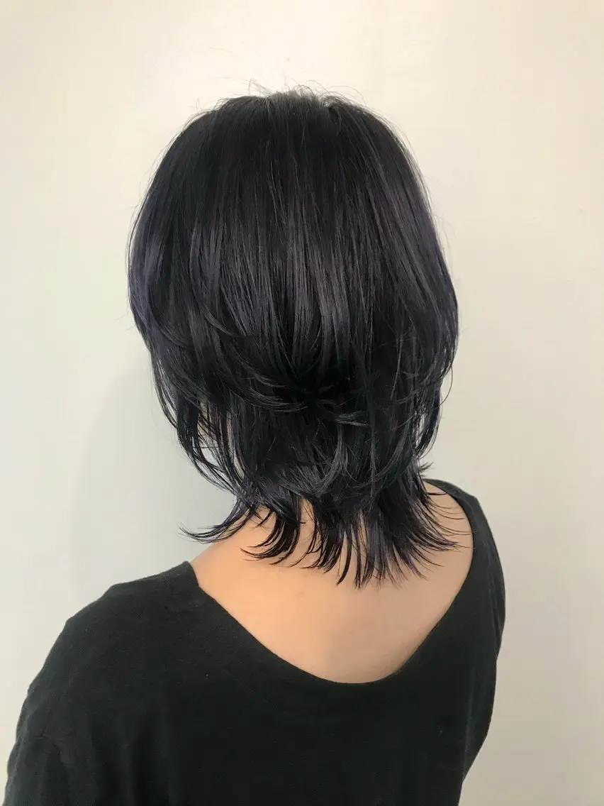 ミディアム カラー ハッシュカット レイヤーカット カット ヘアカラー トリートメント Lit. RINAのヘアスタイル