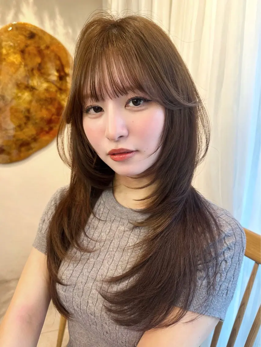 ロング カラー ベージュカラー ハイレイヤー レイヤーカット トリートメント 韓国ヘア🦢🖤 Sayumiのヘアスタイル