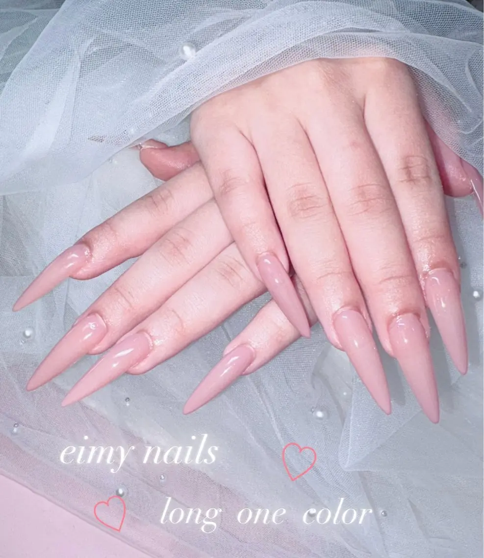 ネイル ロングネイル ワンカラーネイル ピンク ハンドネイル eimy nails♡のネイルデザイン